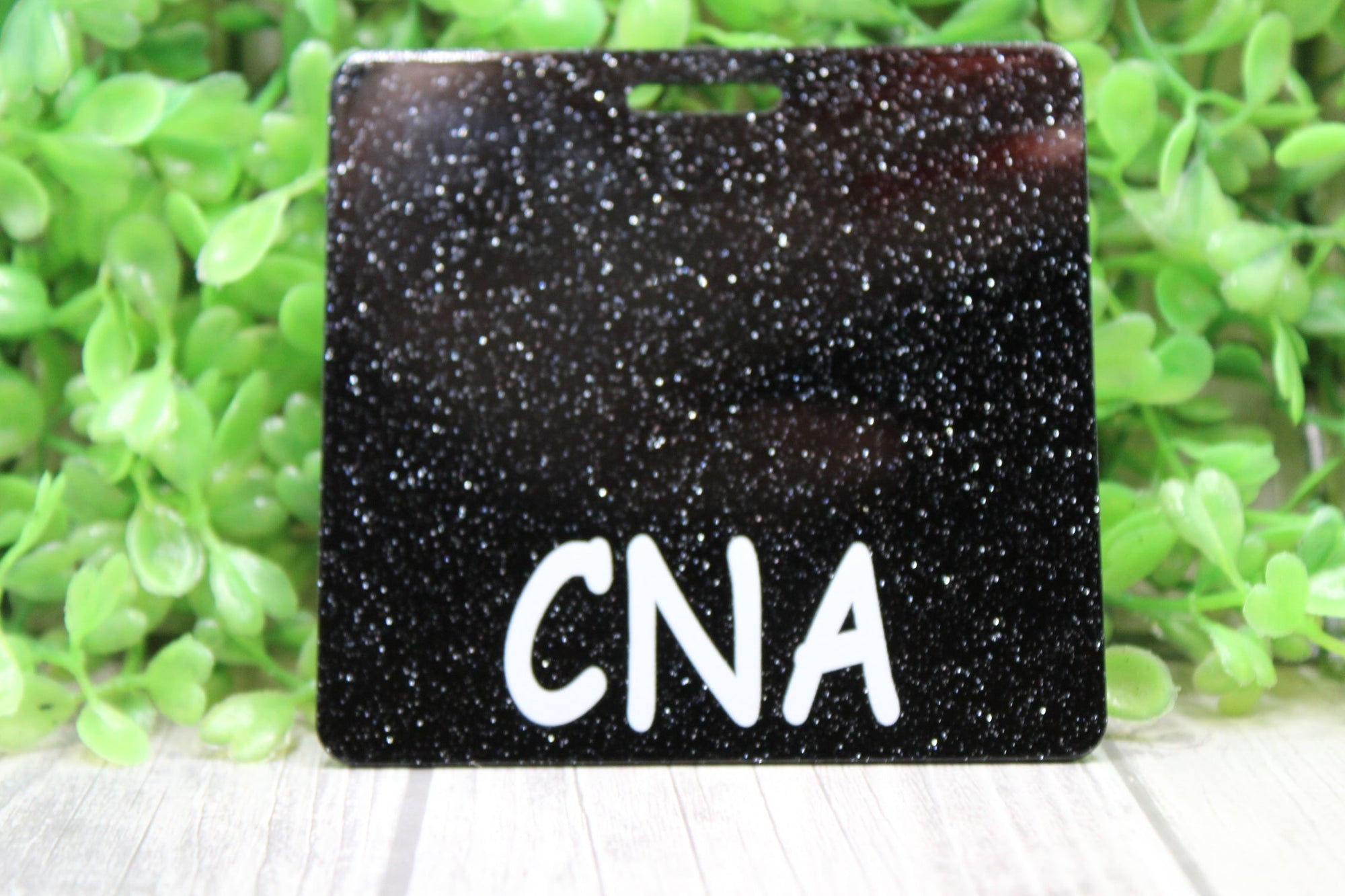 CNA - Certified Nursing Assistant Black Glitter • Square Badge Buddy