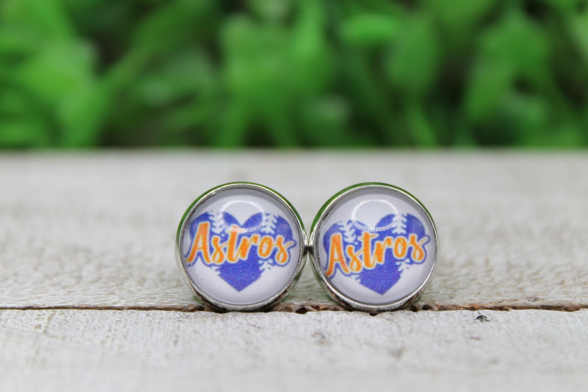 Baseball, Astros Heart • Stud Earrings