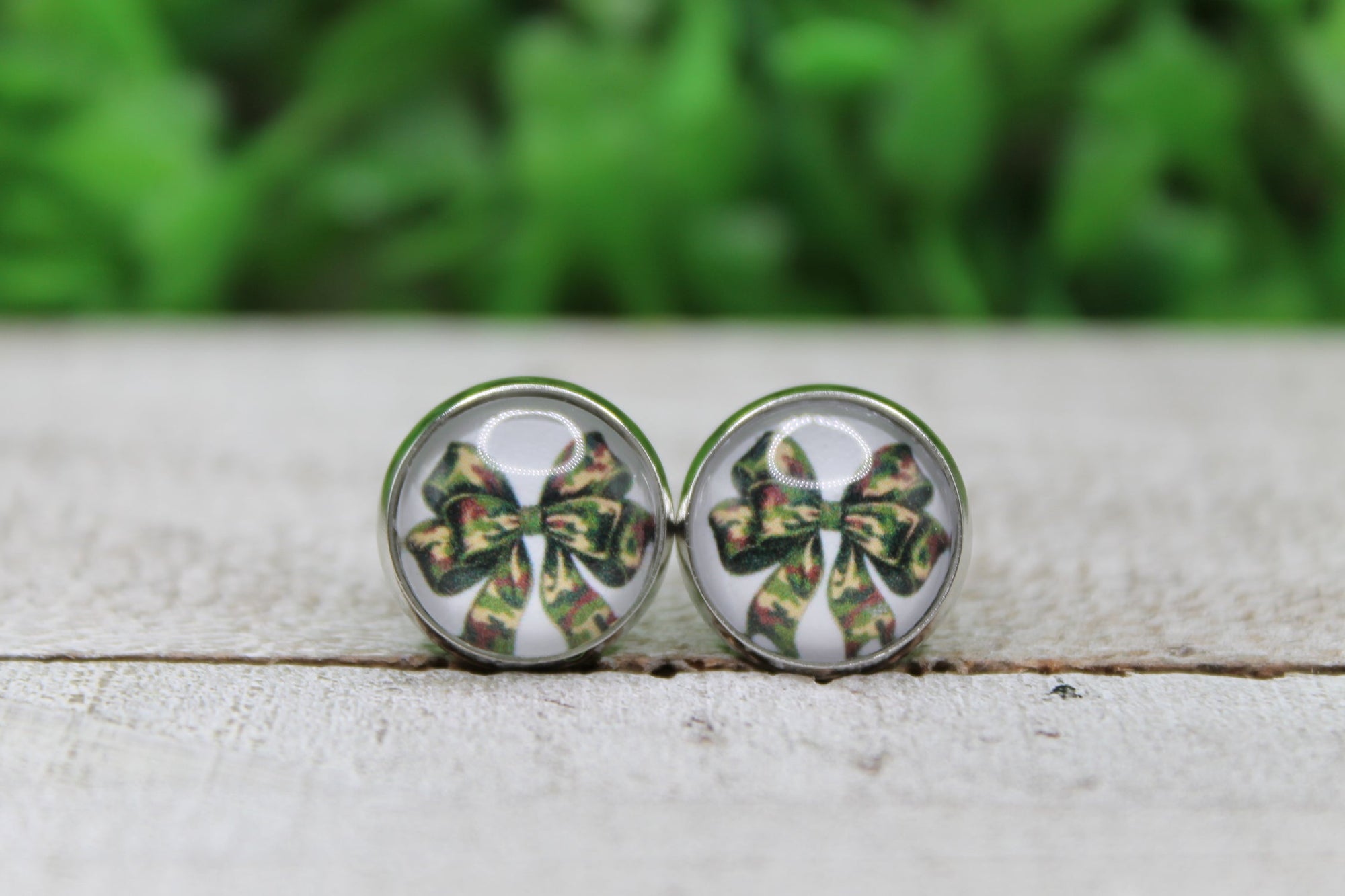 Camo Bow • Stud Earrings