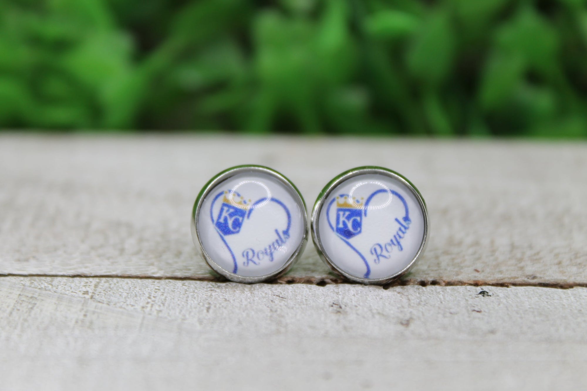 Baseball, KC Royals Heart • Stud Earrings