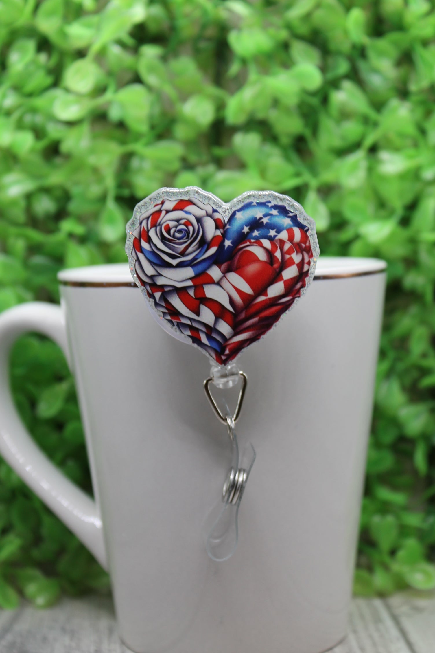 Patriotic Floral Heart • Badge/ID Holder