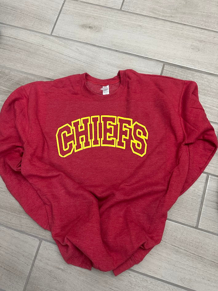 Custom Puff Print Chiefs Sweatshirt, Embossed Chiefs Sweatshirt, Custom School Mascot Sweatshirt, Gift Idea, Kansas City Puff Print