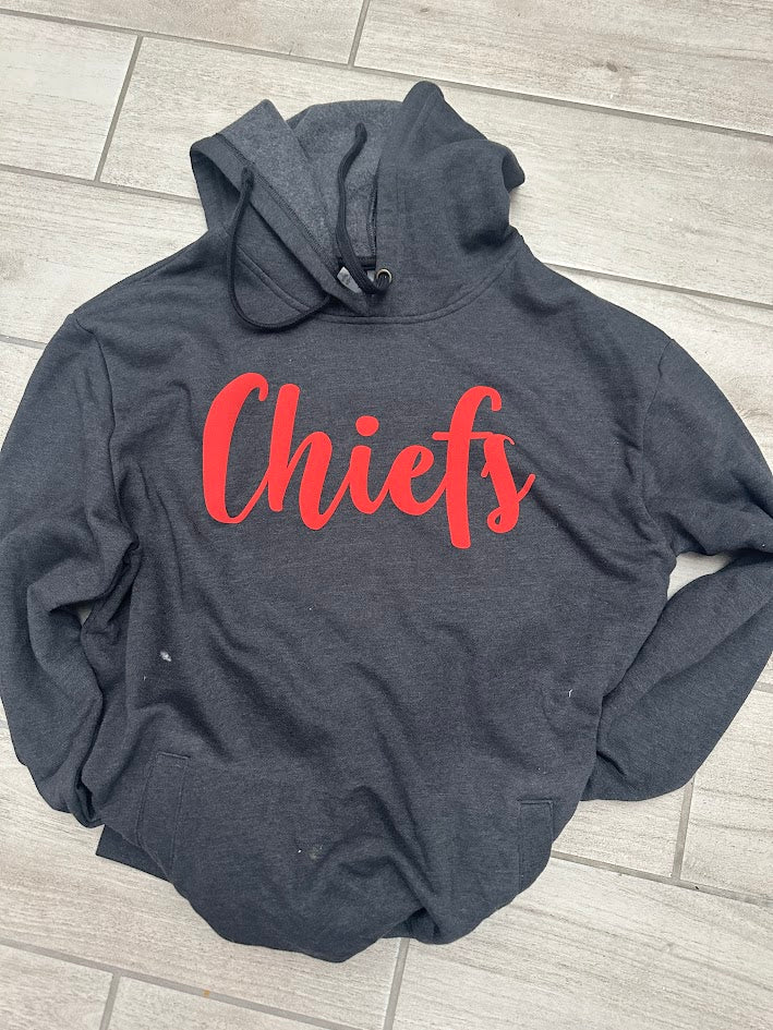 Custom Puff Print Chiefs Sweatshirt, Embossed Chiefs Sweatshirt, Custom School Mascot Sweatshirt, Gift Idea, Kansas City Puff Print