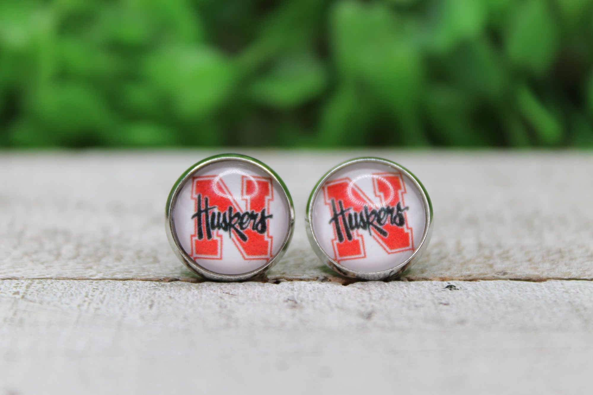 Nebraska Huskers Glass Stud Earrings