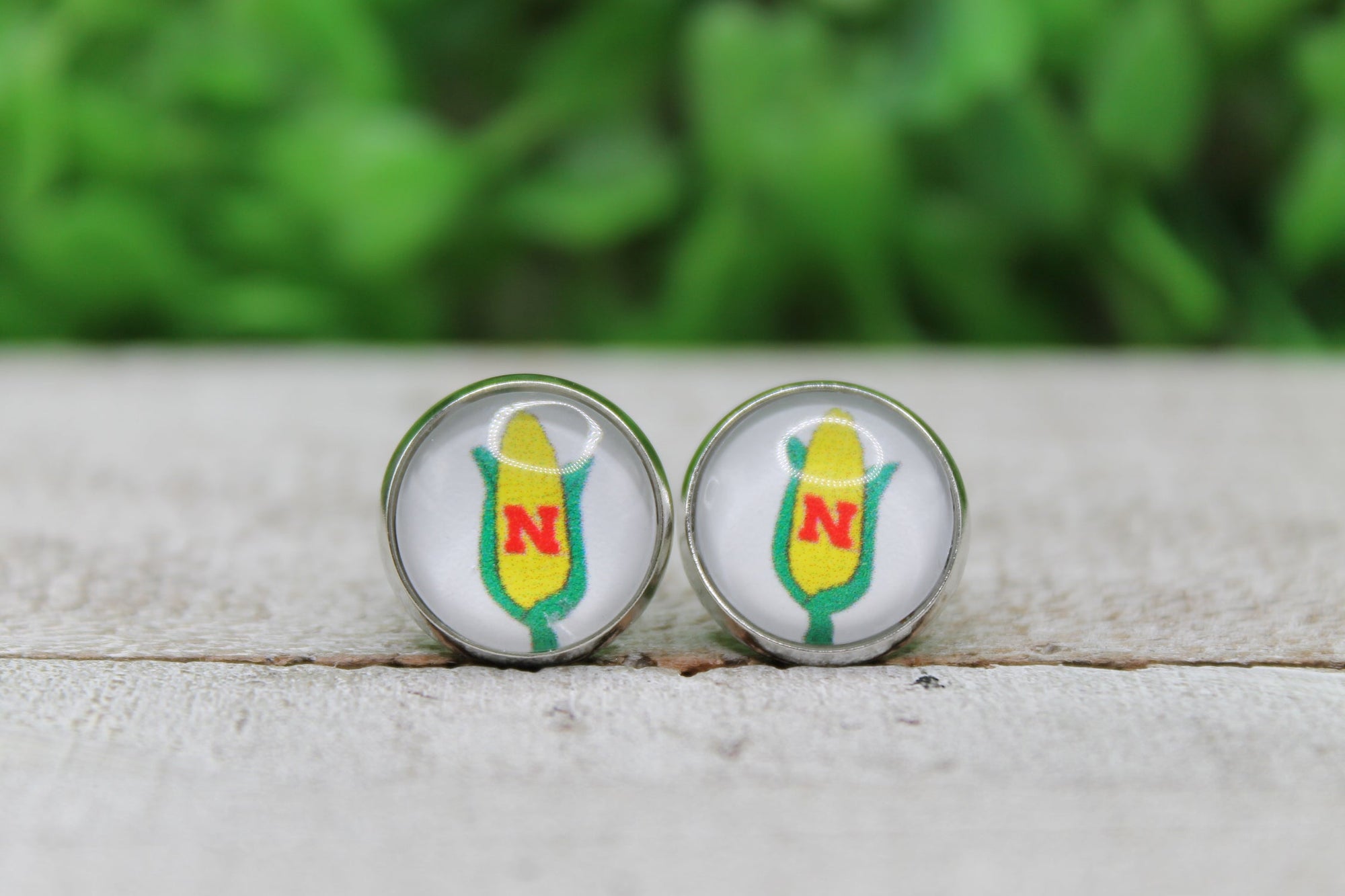Nebraska Corn Glass Stud Earrings