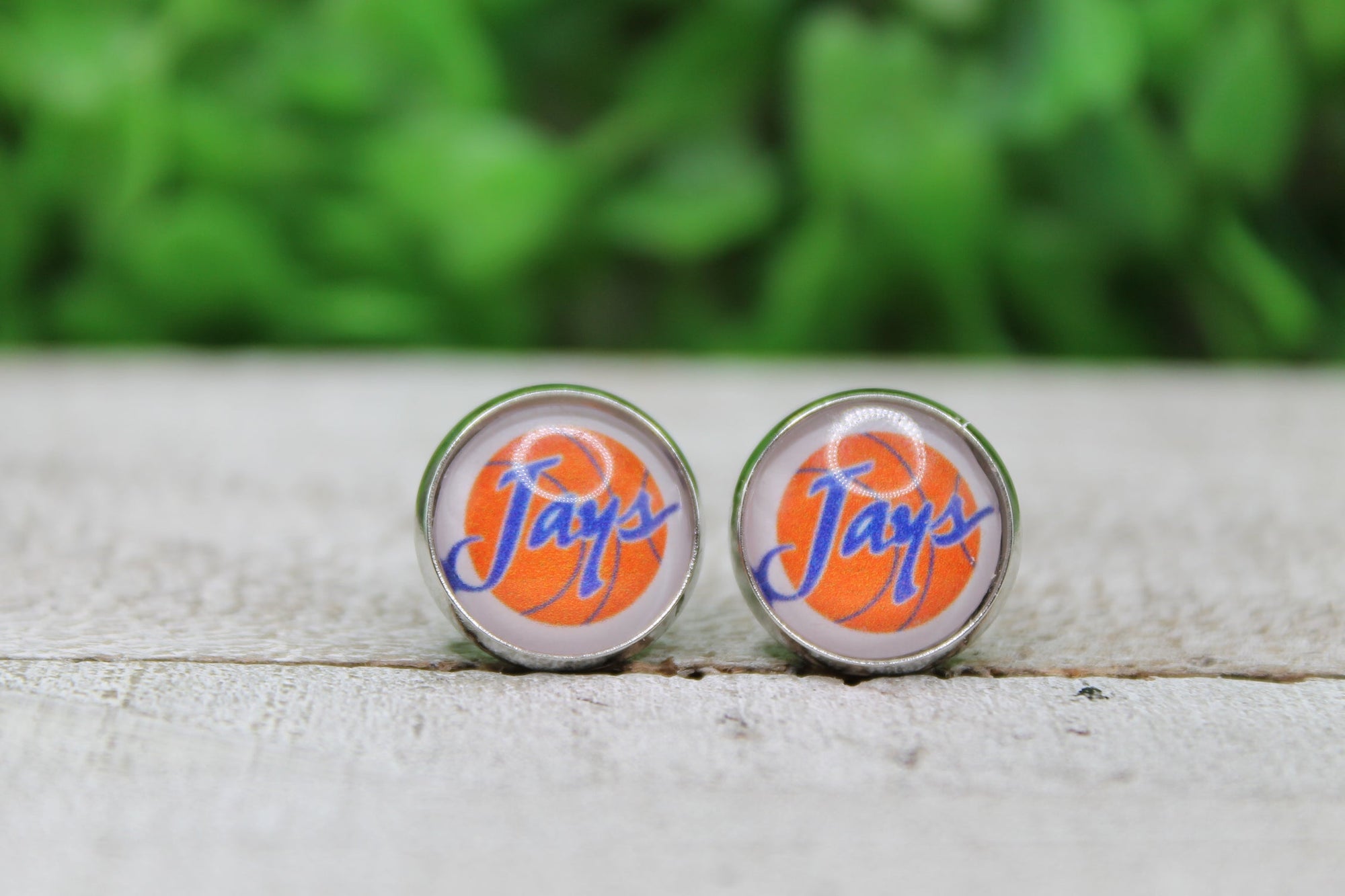 Basketball Creighton Blue Jays Glass Stud Earrings