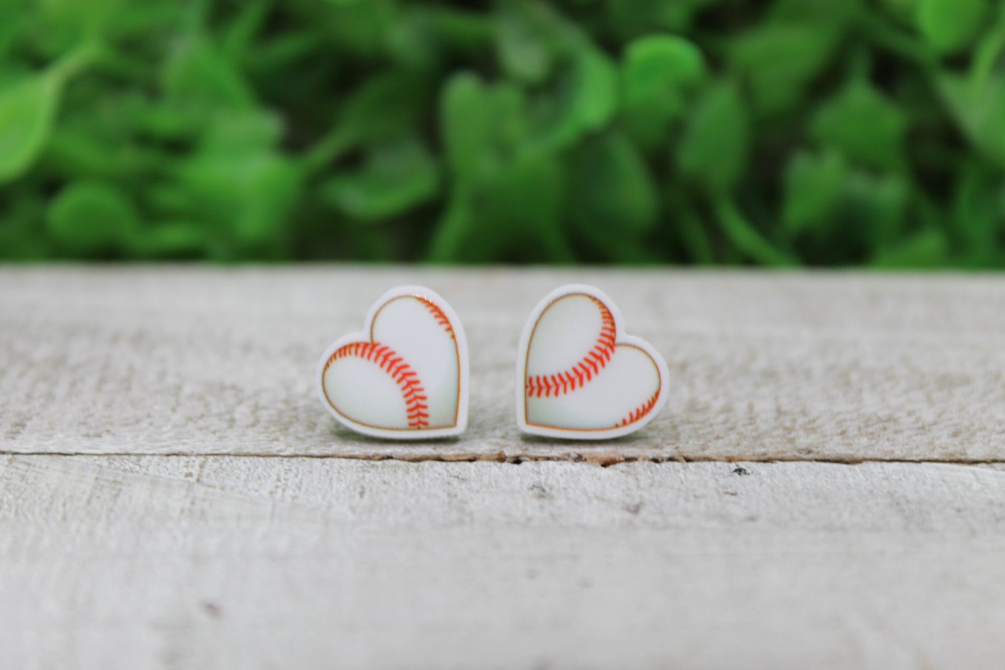 Baseball Heart Stud Earrings
