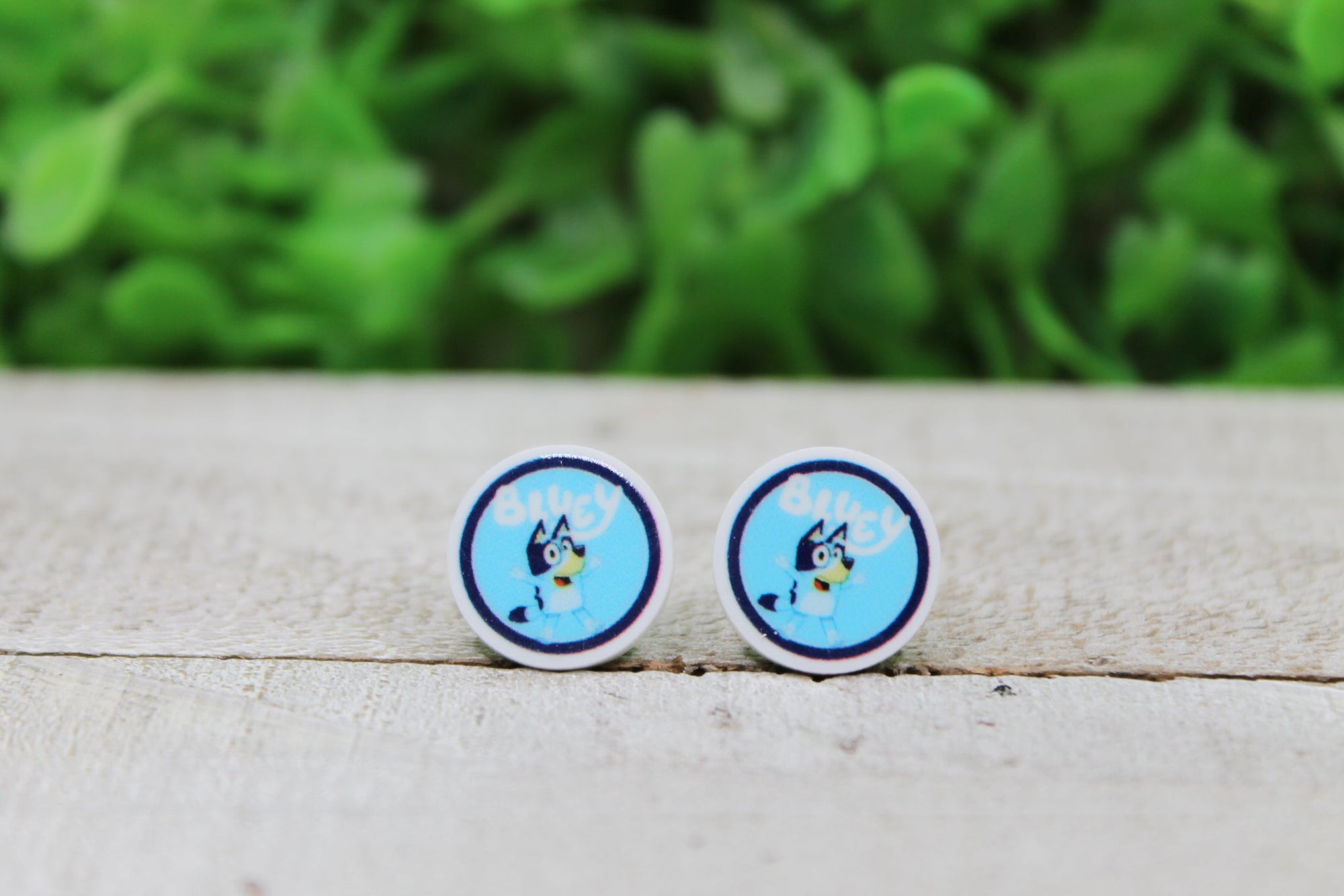 Bluey Circle Stud Earrings