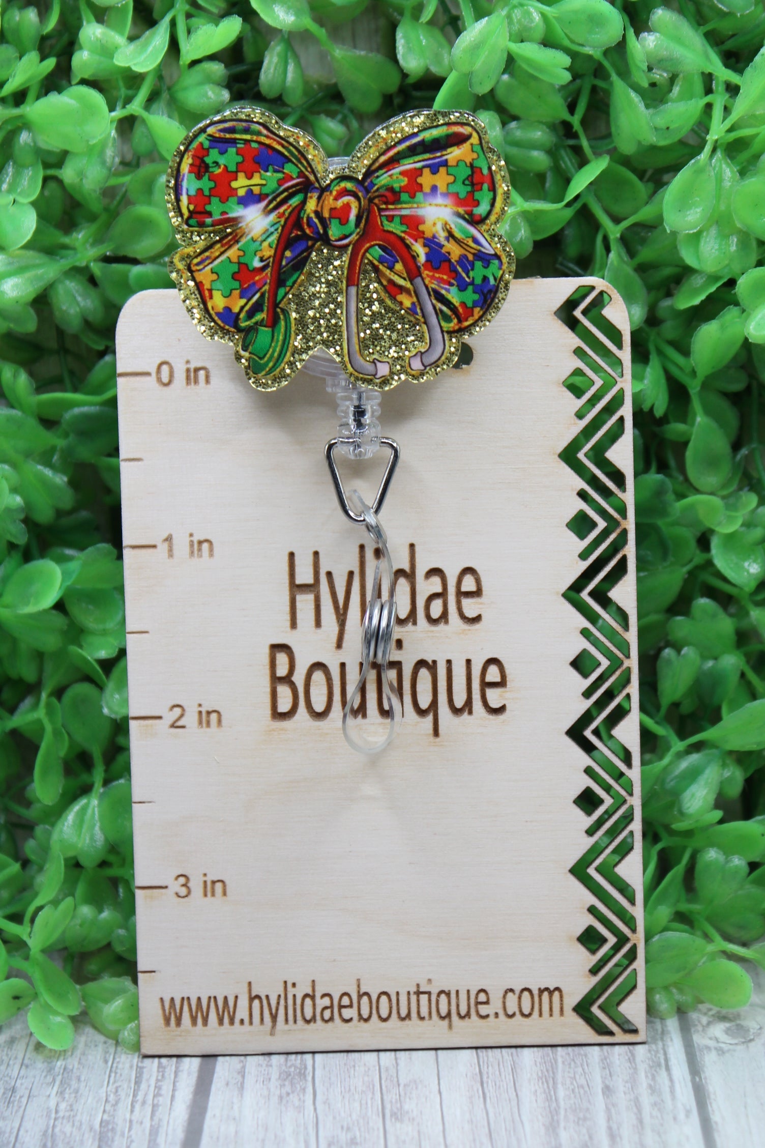 Autism Bow with Stethoscope Badge/ID Holder Reel