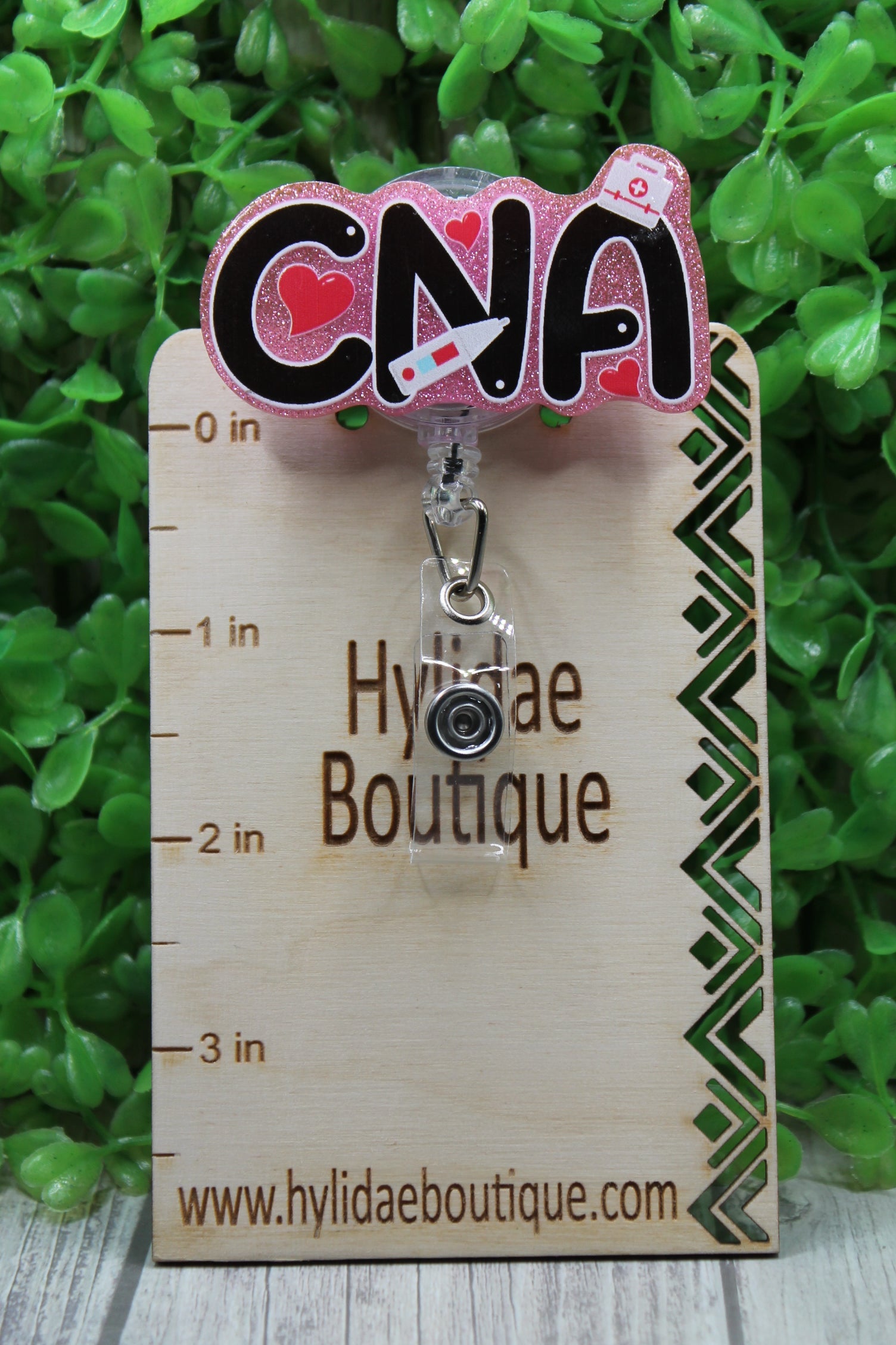 CNA on Pink Glitter Badge/ID Holder Reel