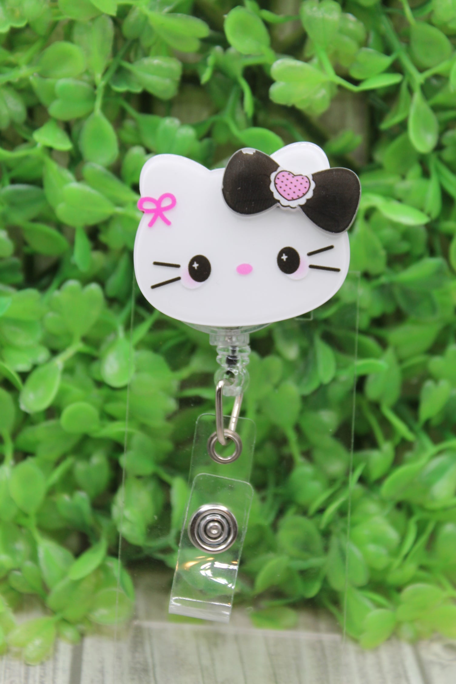 Black Bow Cat Badge/ID Holder Reel