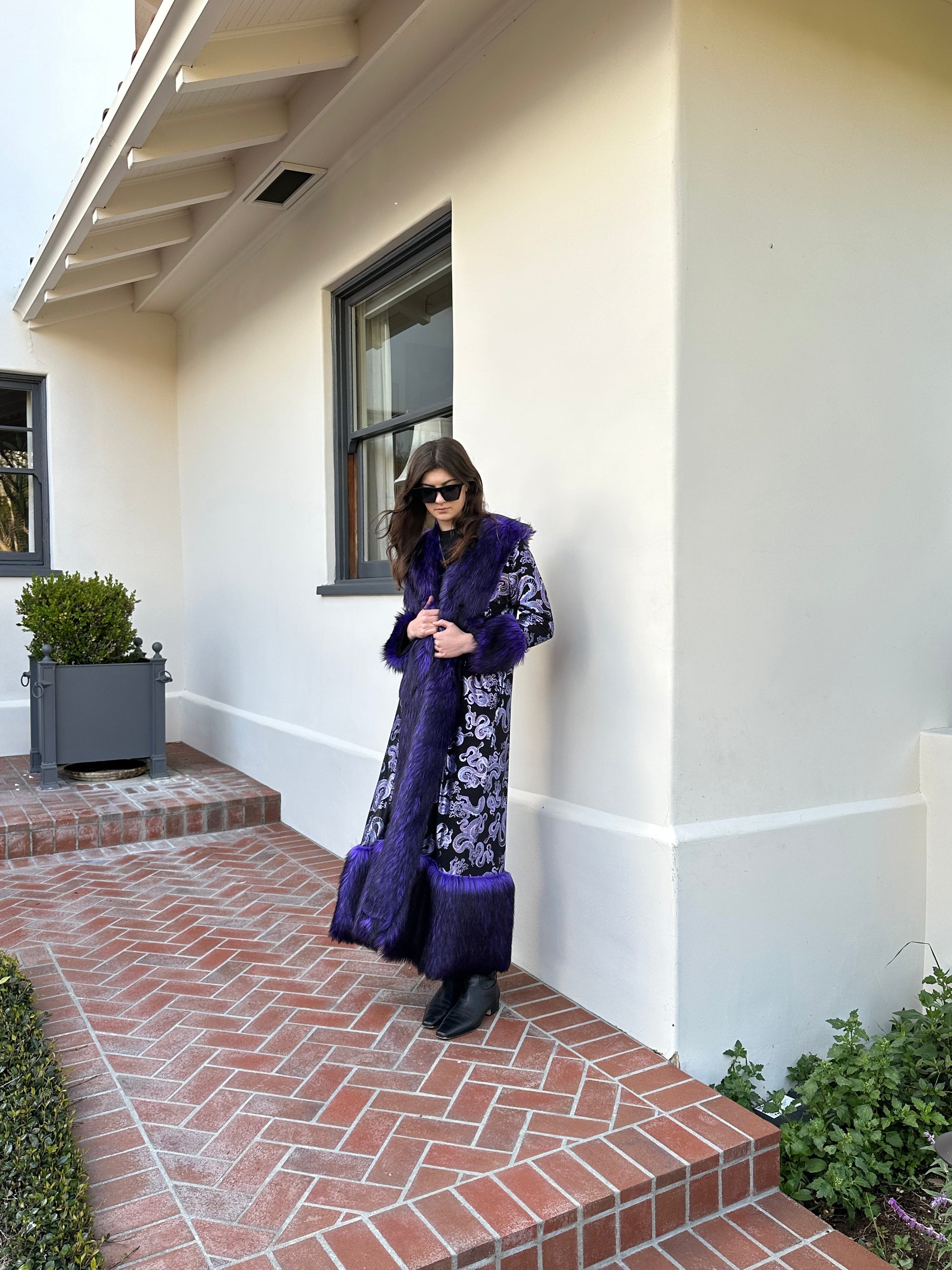 Penny Deluxe Nymeria Plum Faux Fur Coat