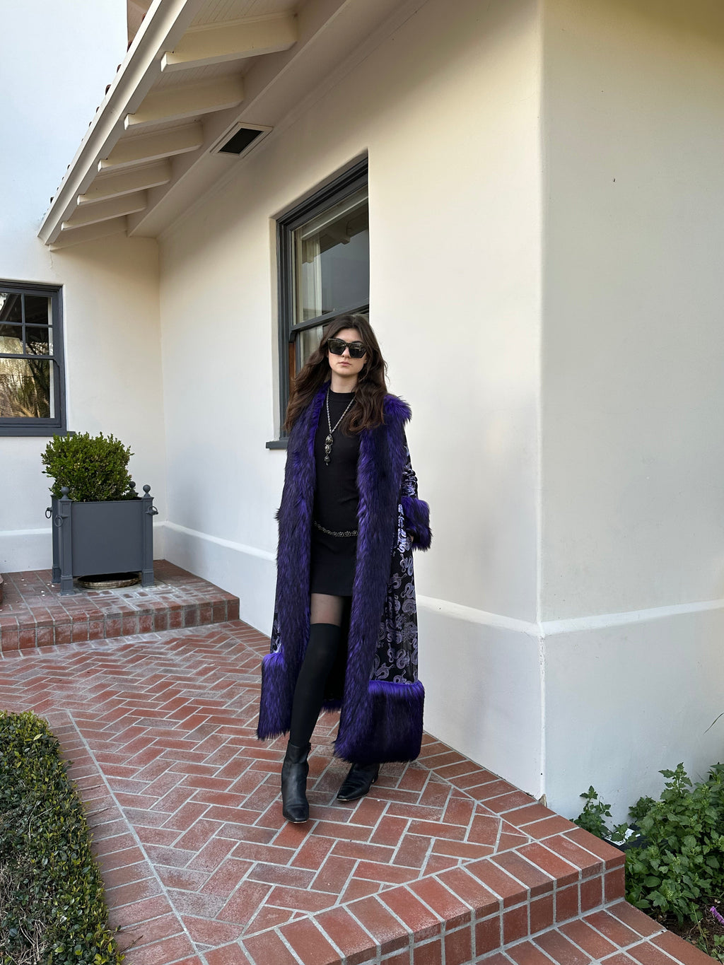 Penny Deluxe Nymeria Plum Faux Fur Coat