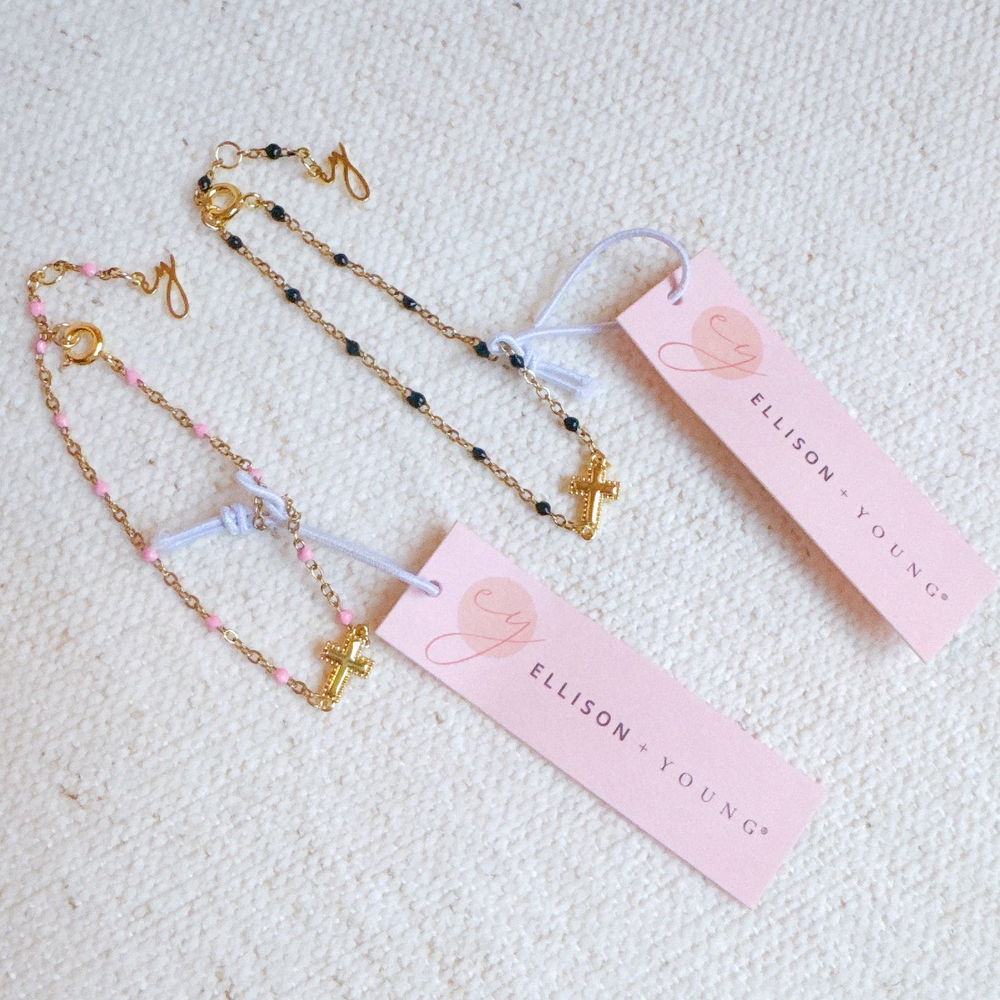 Dainty Color Dots Chain Cross Bracelet-4