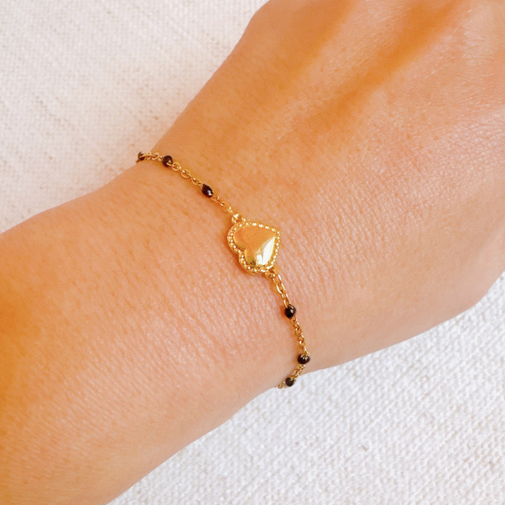 Dainty Color Dots Chain Heart Bracelet-4