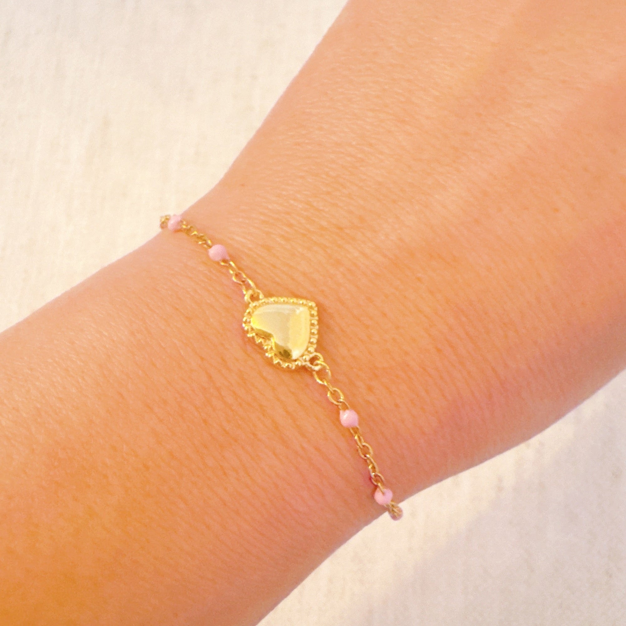 Dainty Color Dots Chain Heart Bracelet-5
