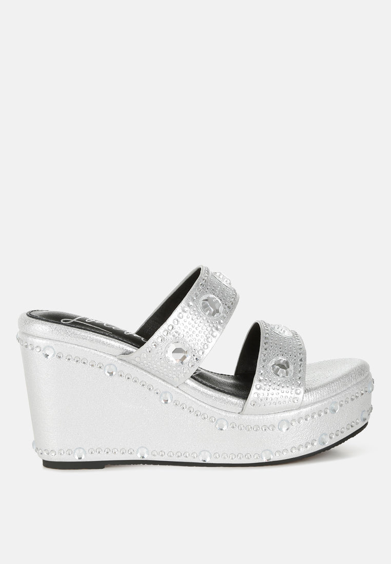 Iki Diki Rhinestone & Diamante Wedge Sandals-0