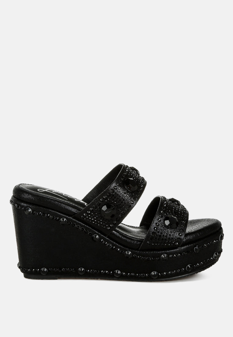 Iki Diki Rhinestone & Diamante Wedge Sandals-6