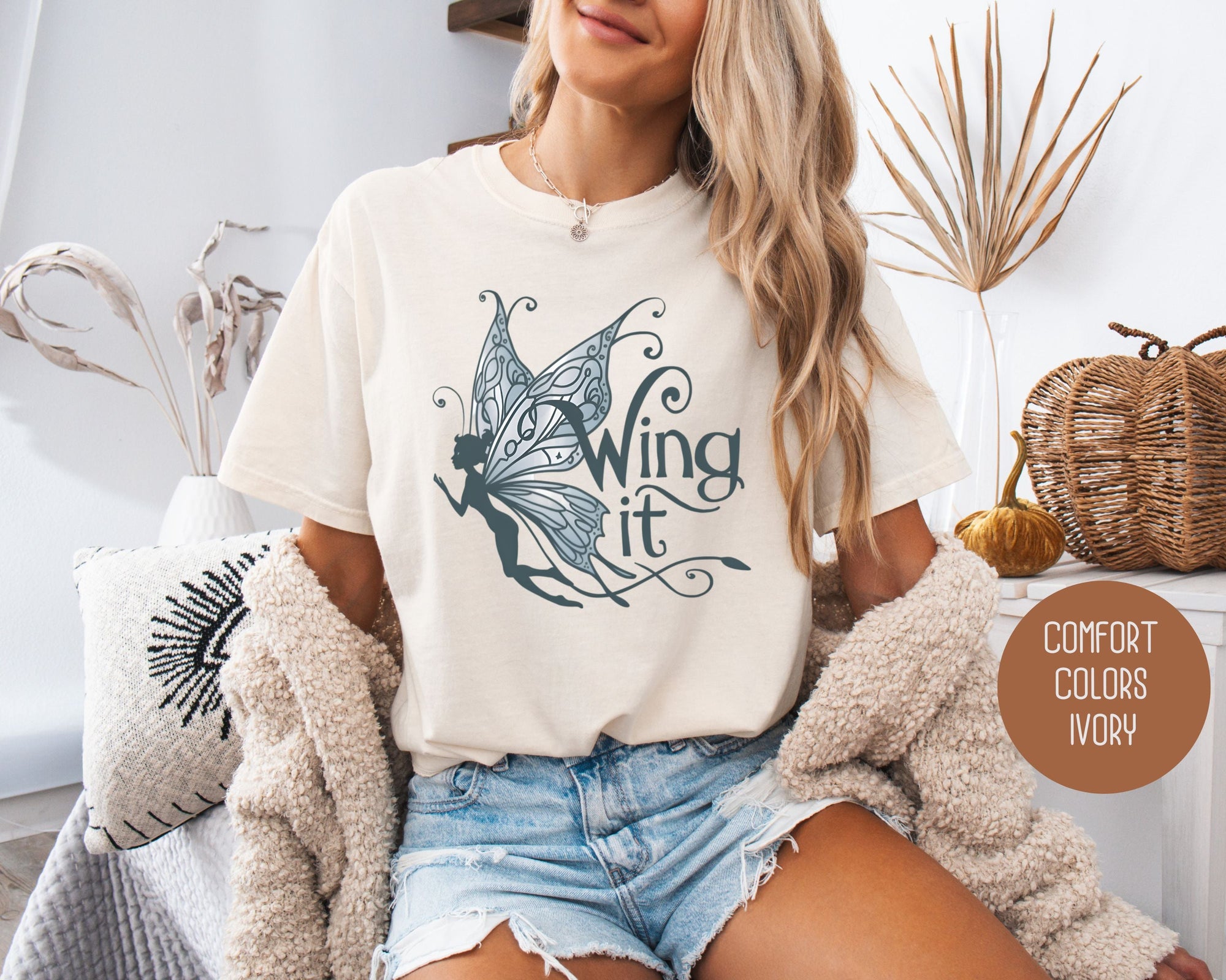 Wing It Fairy Comfort Colors Shirt-1