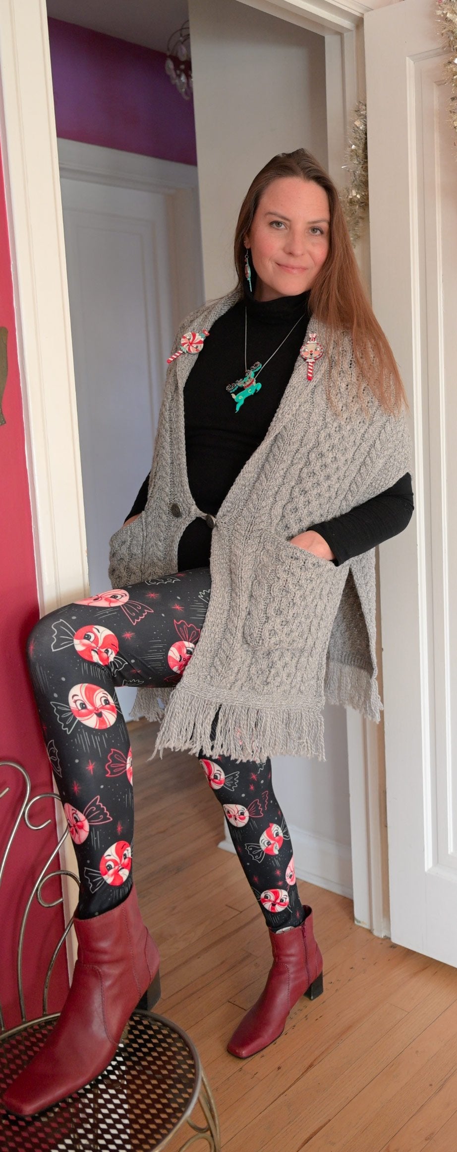 "Twilight Merrymint Flight" (Johanna Parker Exclusive) Christmas Mint Candy- Leggings (Copy)