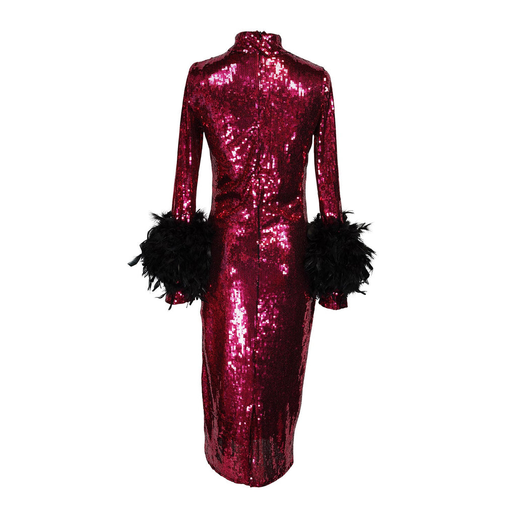 Julianne Dress in Black Cherry Sequin