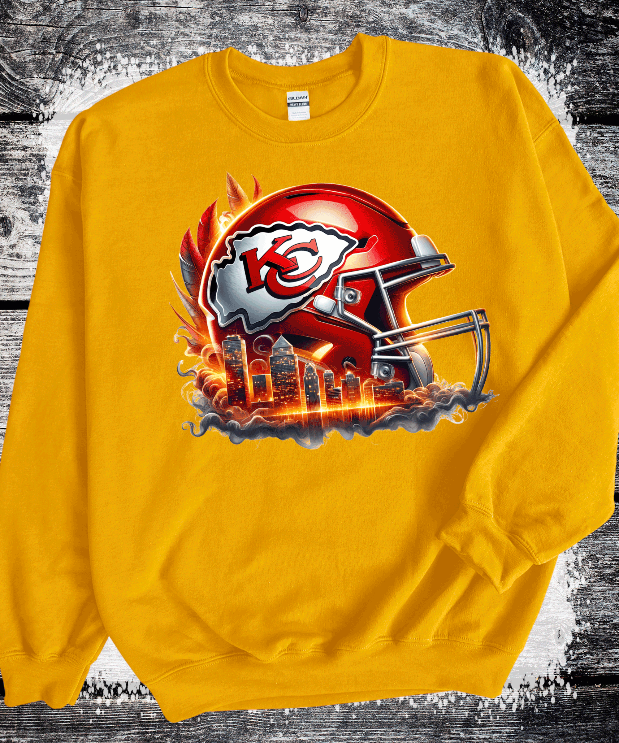 Kansas City Football Chiefs Helmet Skyline T-Shirt, KC Football Tee, Game Day Shirt Gift for Mom, Dad, Comfort Colors Oversized Look