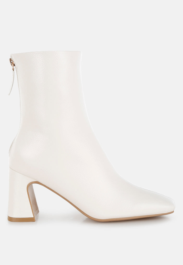 Kostaka Patent Square Toe Ankle Boots-0