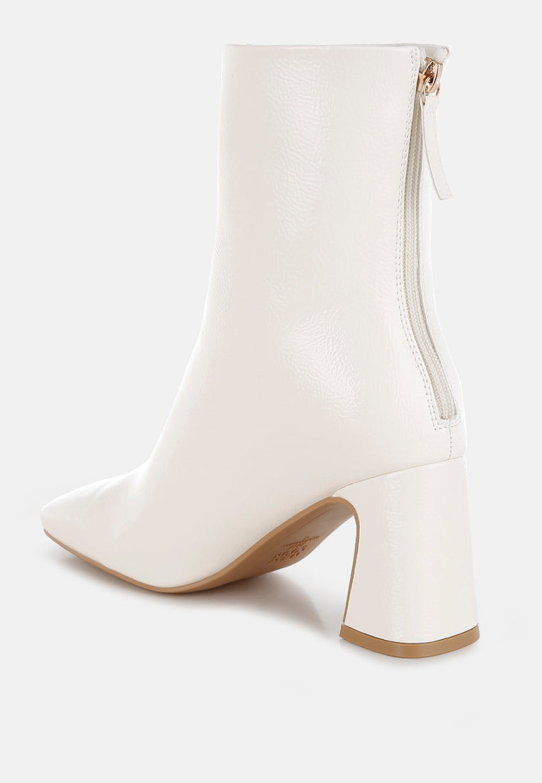 Kostaka Patent Square Toe Ankle Boots-2