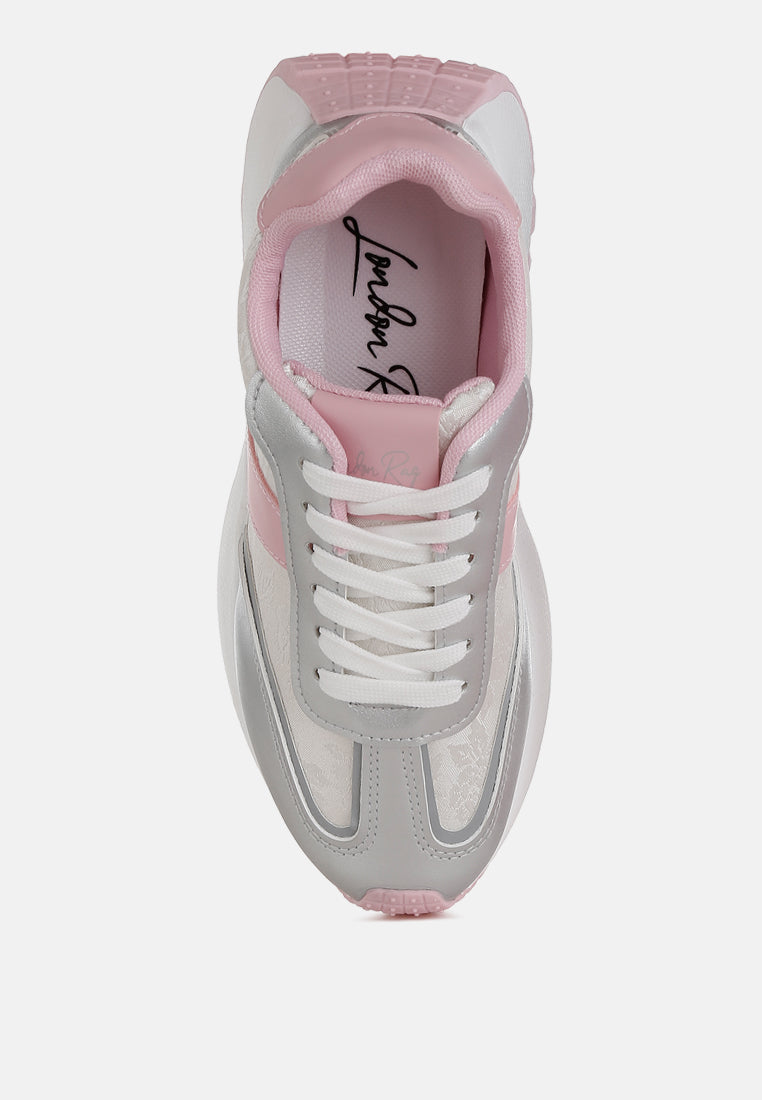 Koters Print Embroidery Detail Metallic Sneakers-3