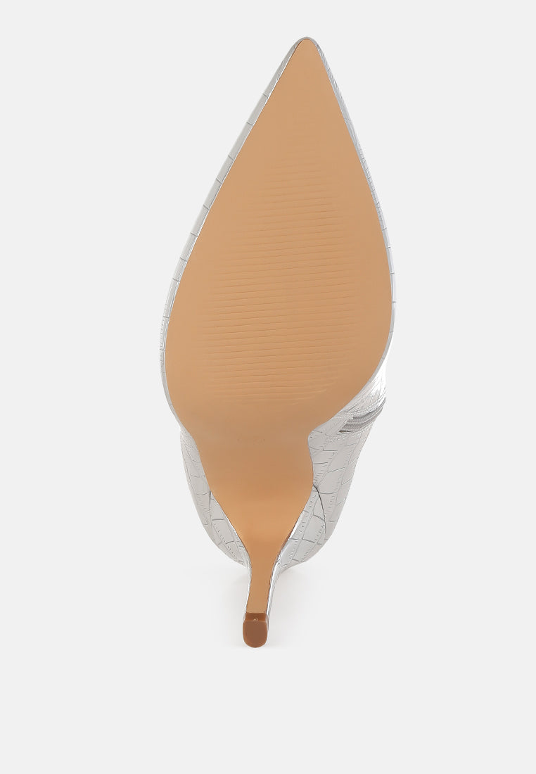 Kultrus Croco Stiletto Heel Mid-Calf Boots-4