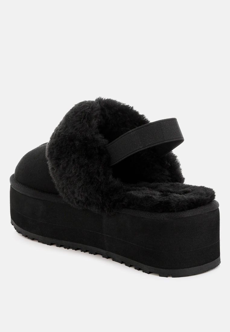 Kutchu Faux Fur Trim Platform Classic Slingback-2