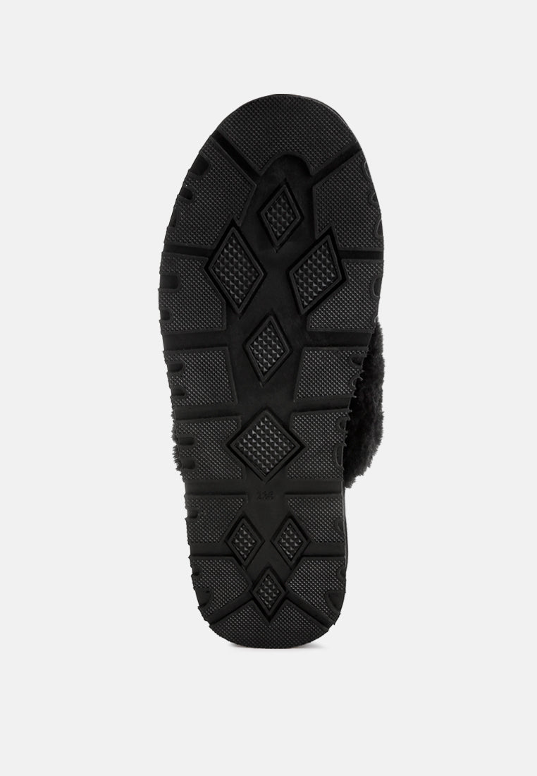 Kutchu Faux Fur Trim Platform Classic Slingback-4