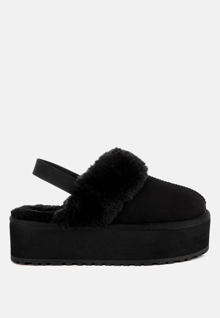 Kutchu Faux Fur Trim Platform Classic Slingback-0
