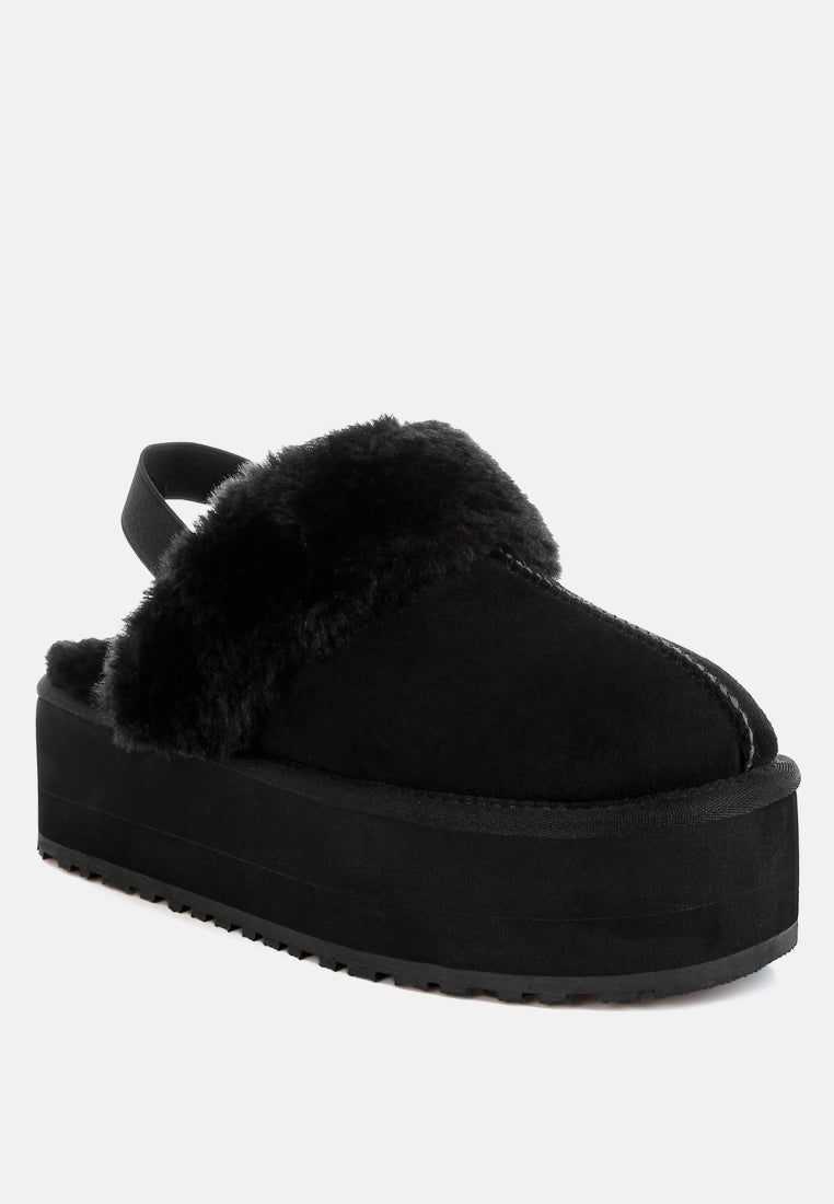 Kutchu Faux Fur Trim Platform Classic Slingback-1