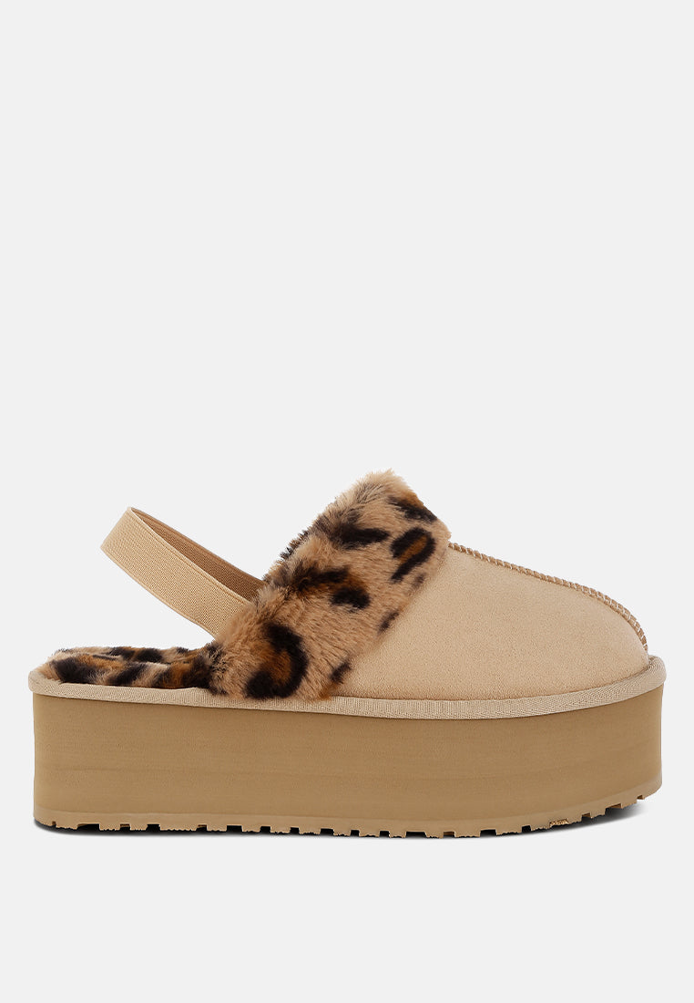 Kutchu Leopard Faux Fur Platform Classic Slingback-0