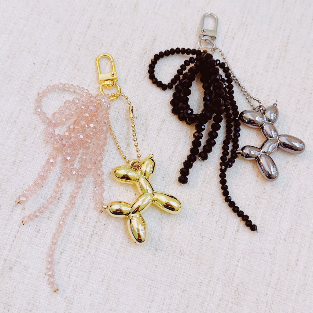 Balloon Dog Bag Charm With Beaded Bow-0