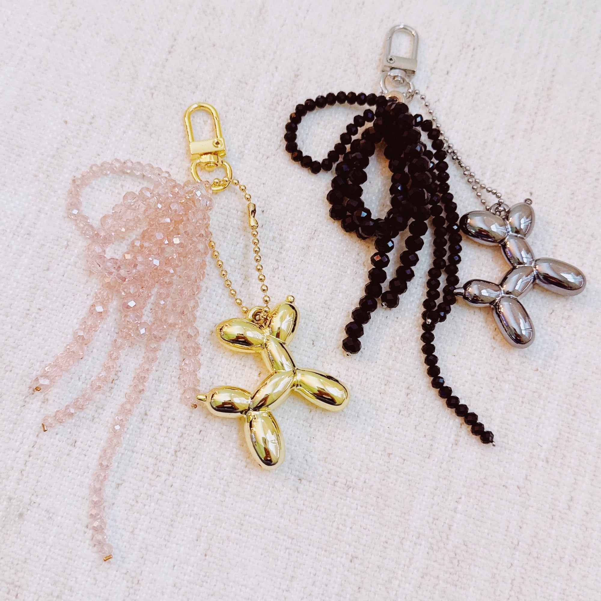 Balloon Dog Bag Charm With Beaded Bow-0