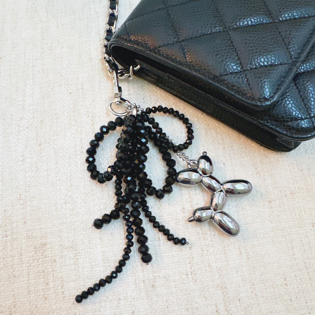 Balloon Dog Bag Charm With Beaded Bow-4