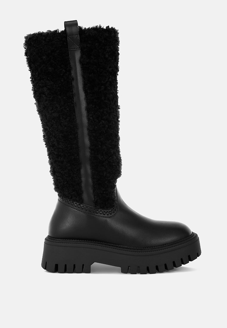 Lapland Fur Detail Calf Length Boots-5