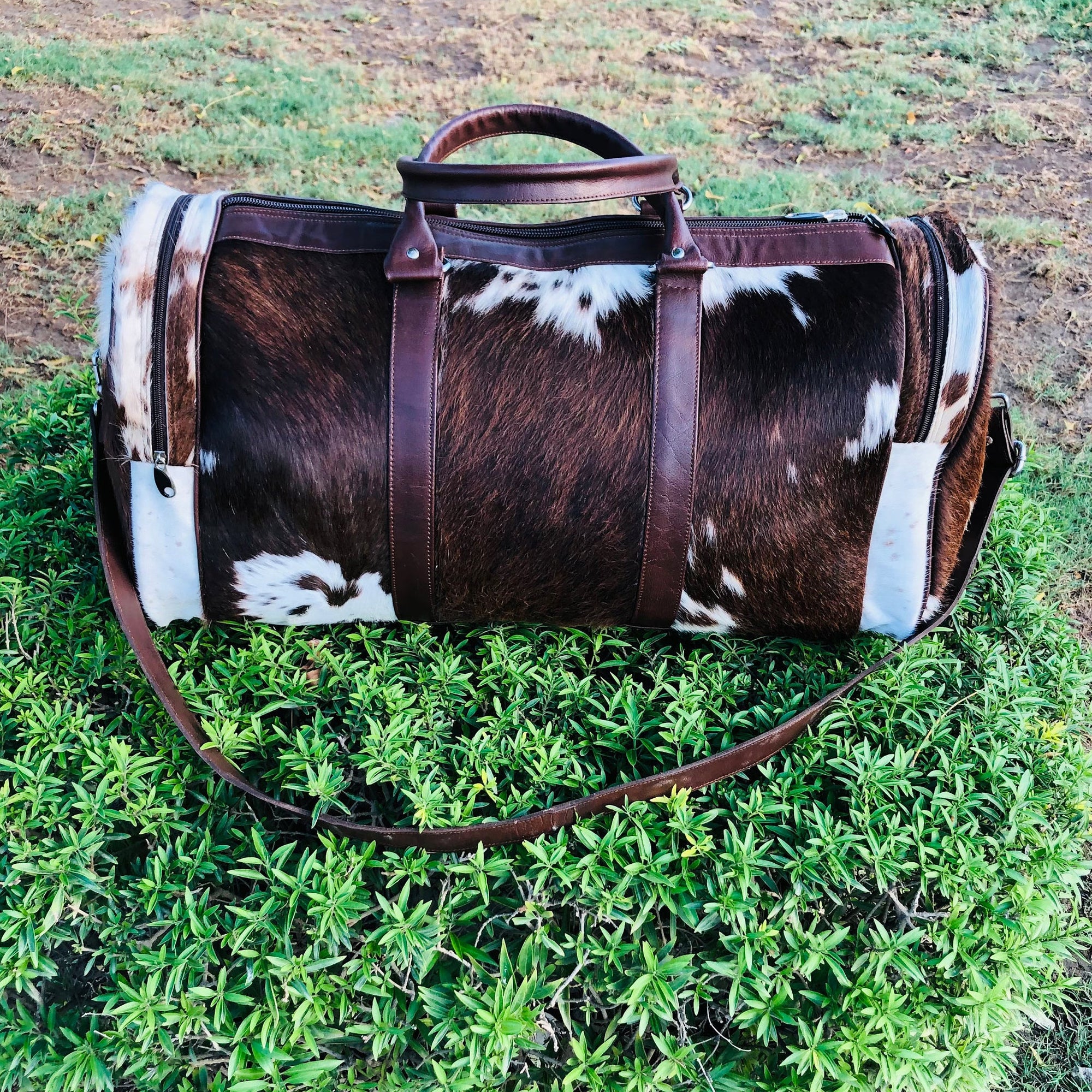 Large Cowhide Duffel Bag, Genuine Leather Overnight Travel Tote, Unique Birthday Gift for Him or Her