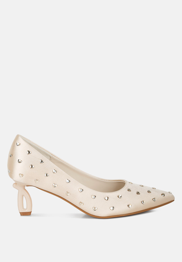 Madhara Heart-Shaped Rhinestones Pumps-0