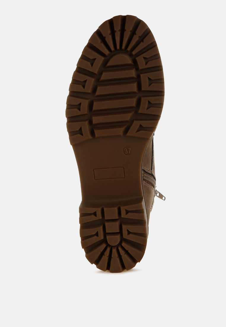Mahisha Knitted Collar Zip-Up Hiker Boots-4