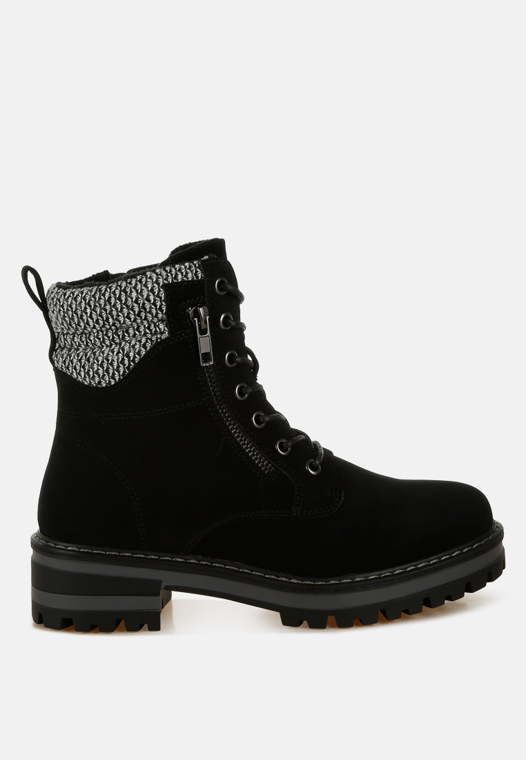 Mahisha Knitted Collar Zip-Up Hiker Boots-6