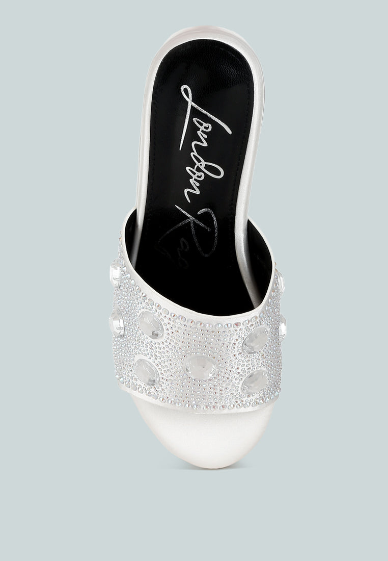 Meta charts Diamante & Rhinestone Flatform Sandals-3