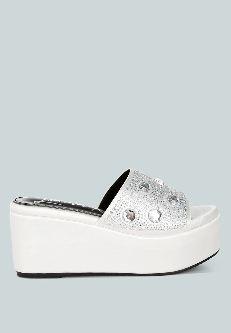Meta charts Diamante & Rhinestone Flatform Sandals-0