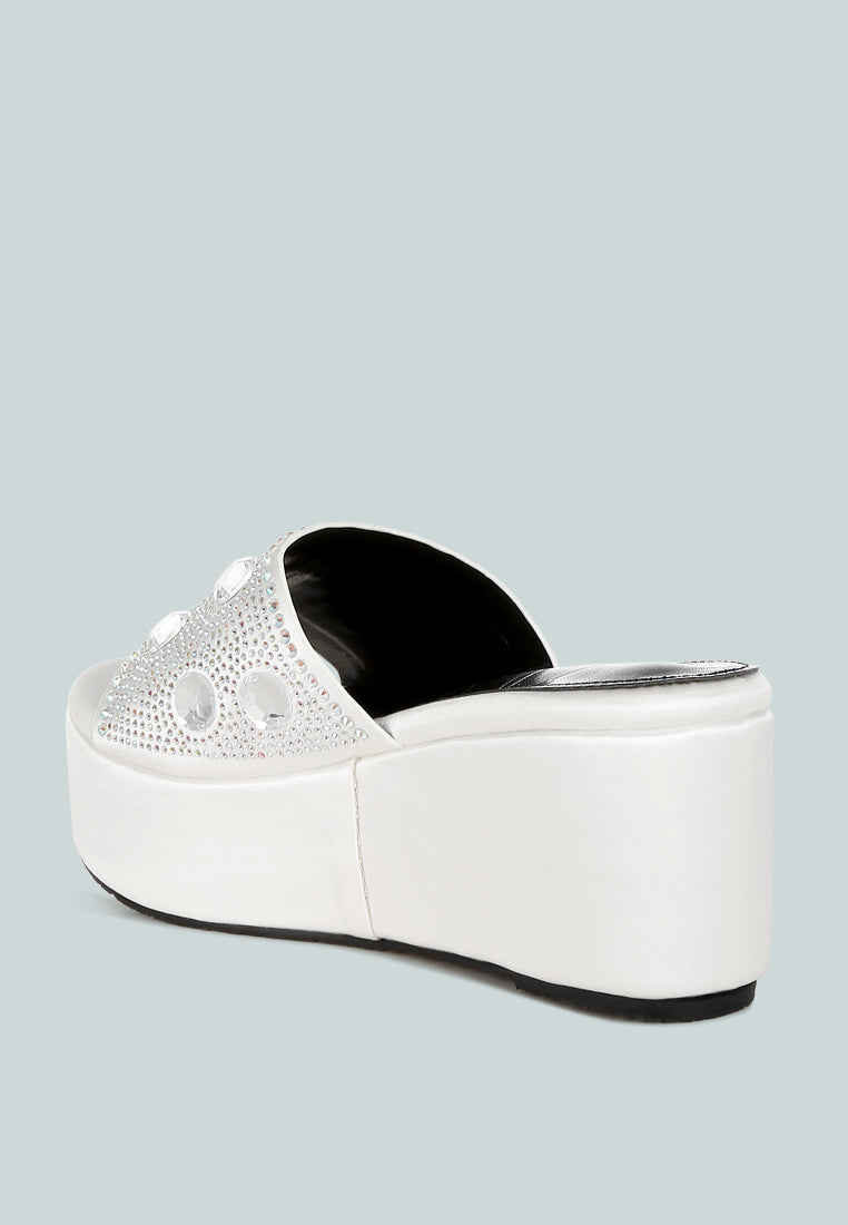 Meta charts Diamante & Rhinestone Flatform Sandals-2
