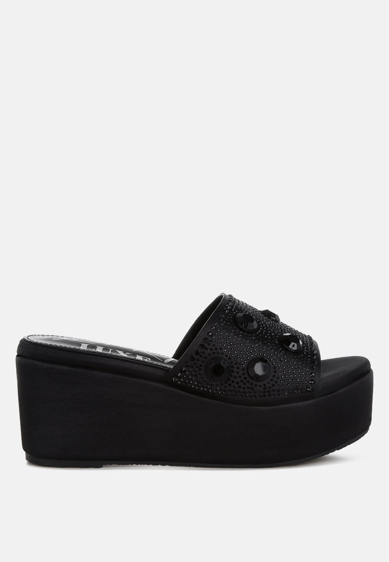 Meta charts Diamante & Rhinestone Flatform Sandals-7