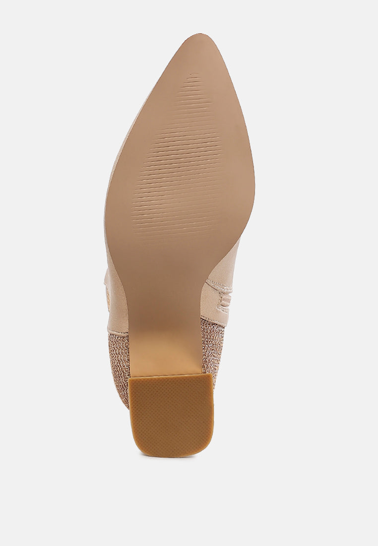 Mimosa Mesh Detail Pointy Ankle Boots-4