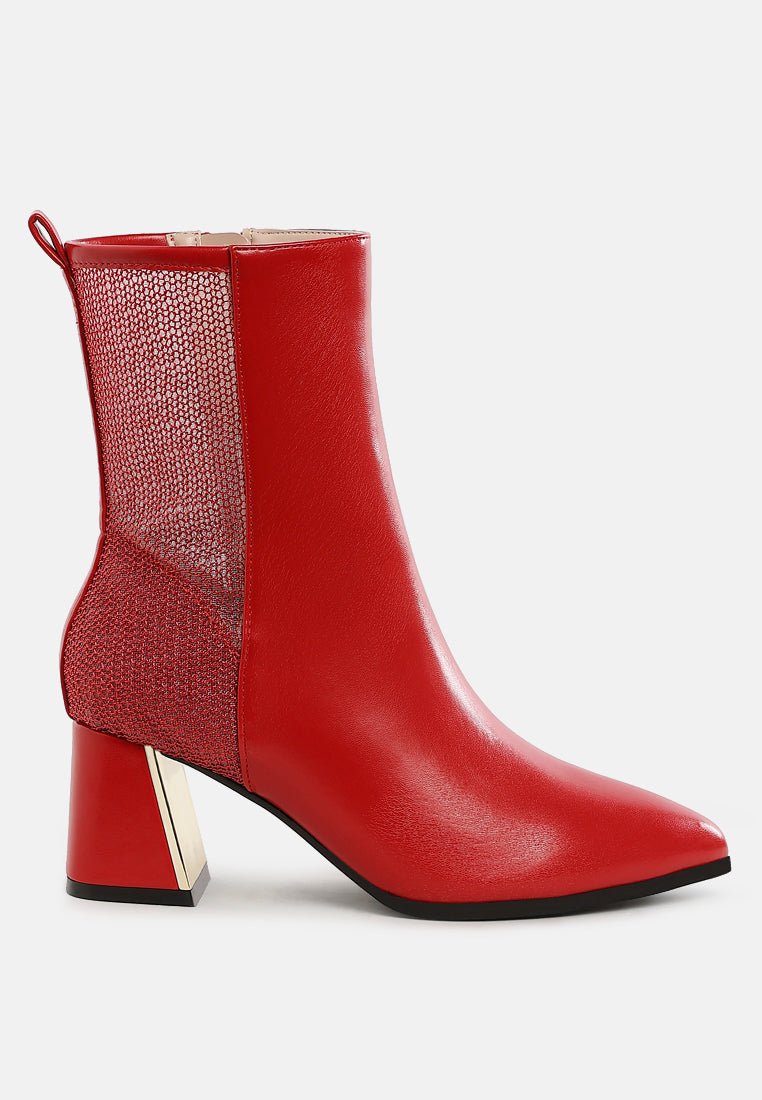 Mimosa Mesh Detail Pointy Ankle Boots-5