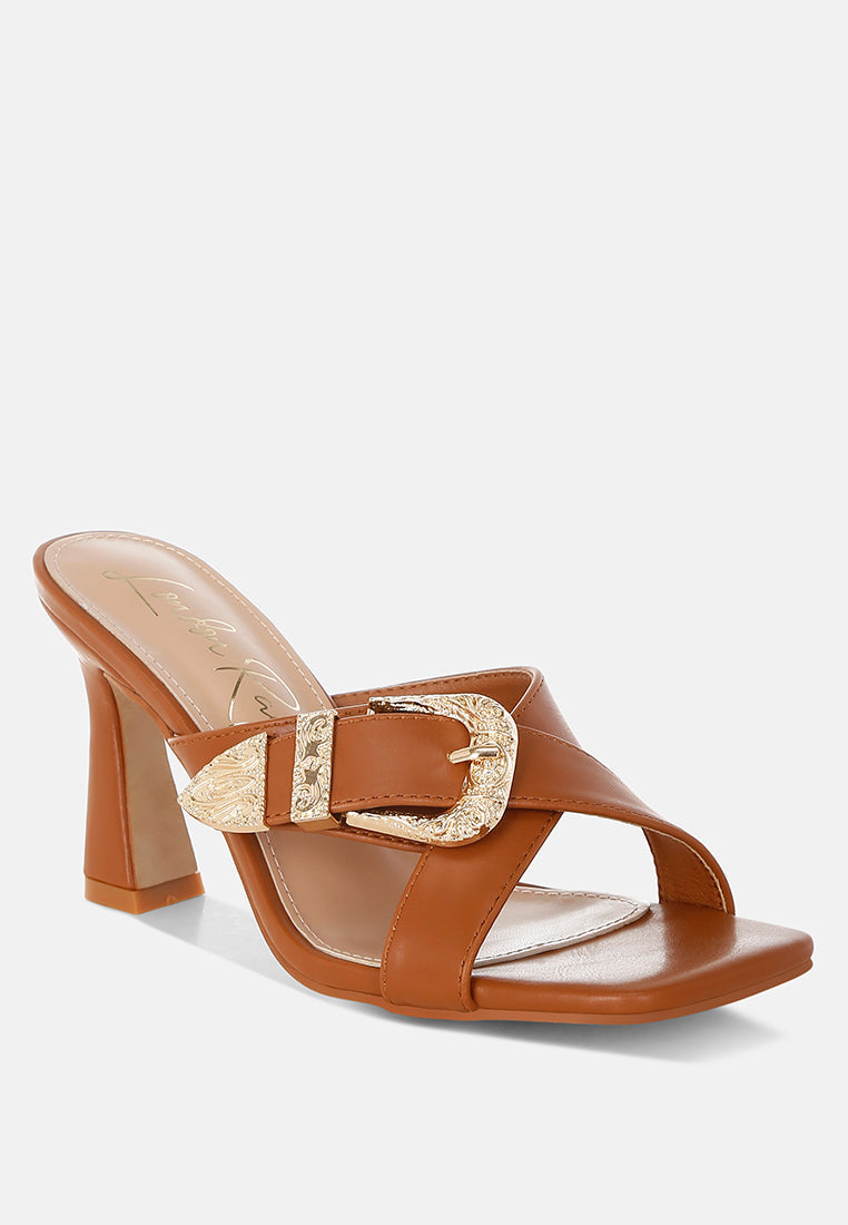 Mohaya Engraved Metallic Buckle Sandals-2